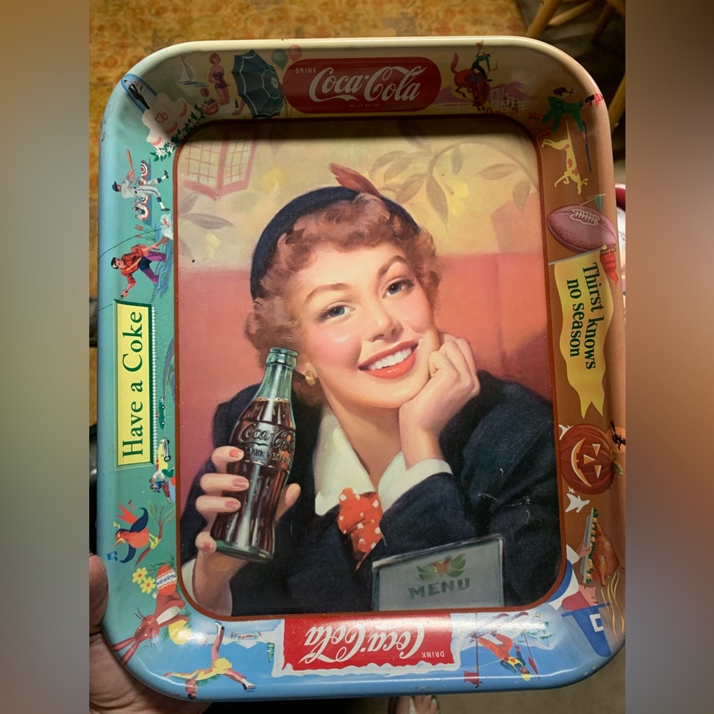 Vintage Coca-Cola Tin Tray – Menu Girl – 1953